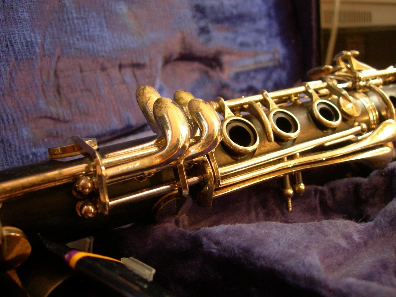Close-up of a clarinet in its case Close-up of a clarinet in its case