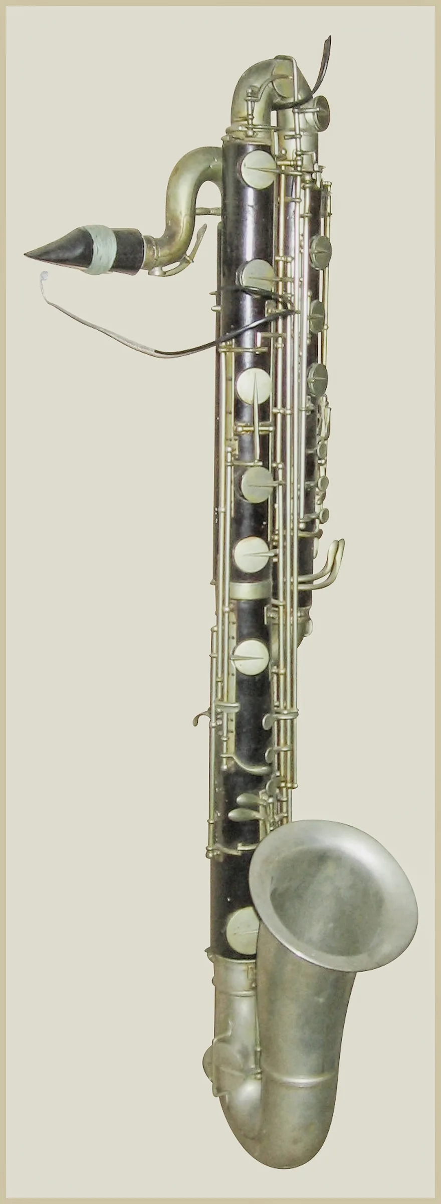 Low clarinet with a curved metal bell