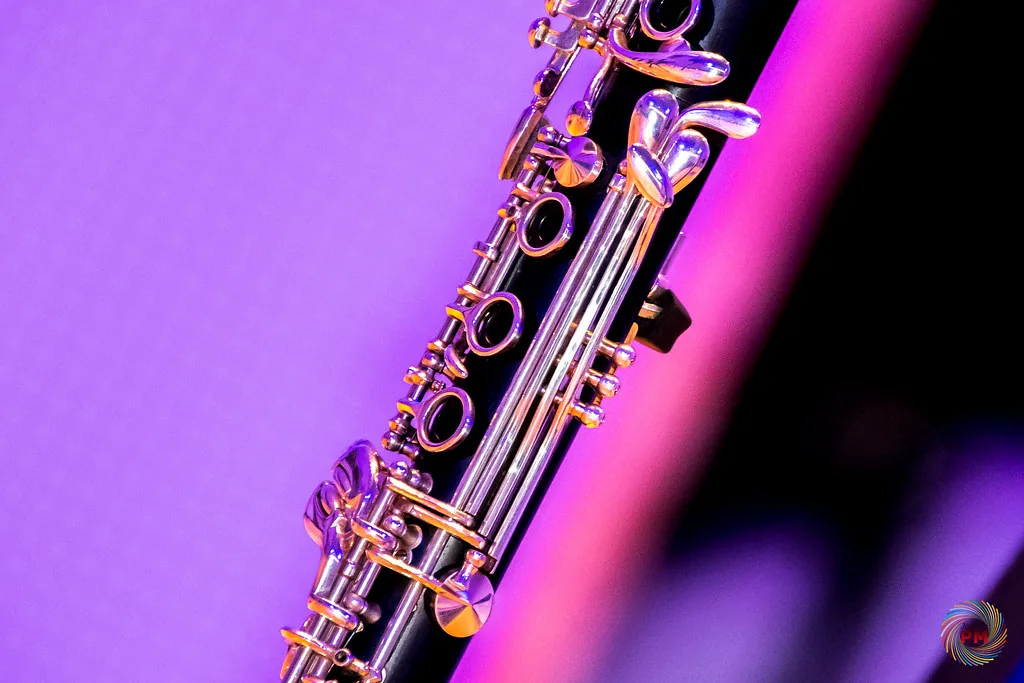 Clarinet detail under purple lighting Clarinet detail under purple lighting