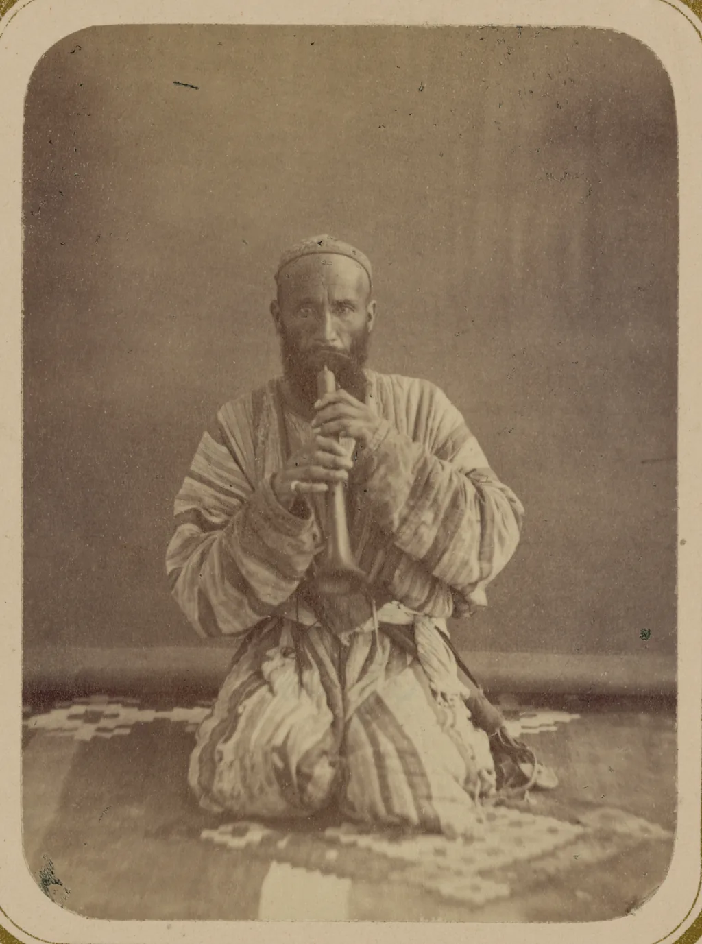 Historical portrait of a musician playing a wind instrument Historical portrait of a musician playing a wind instrument