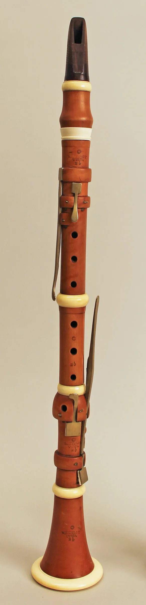 Antique wooden clarinet with metal keys Antique wooden clarinet with metal keys