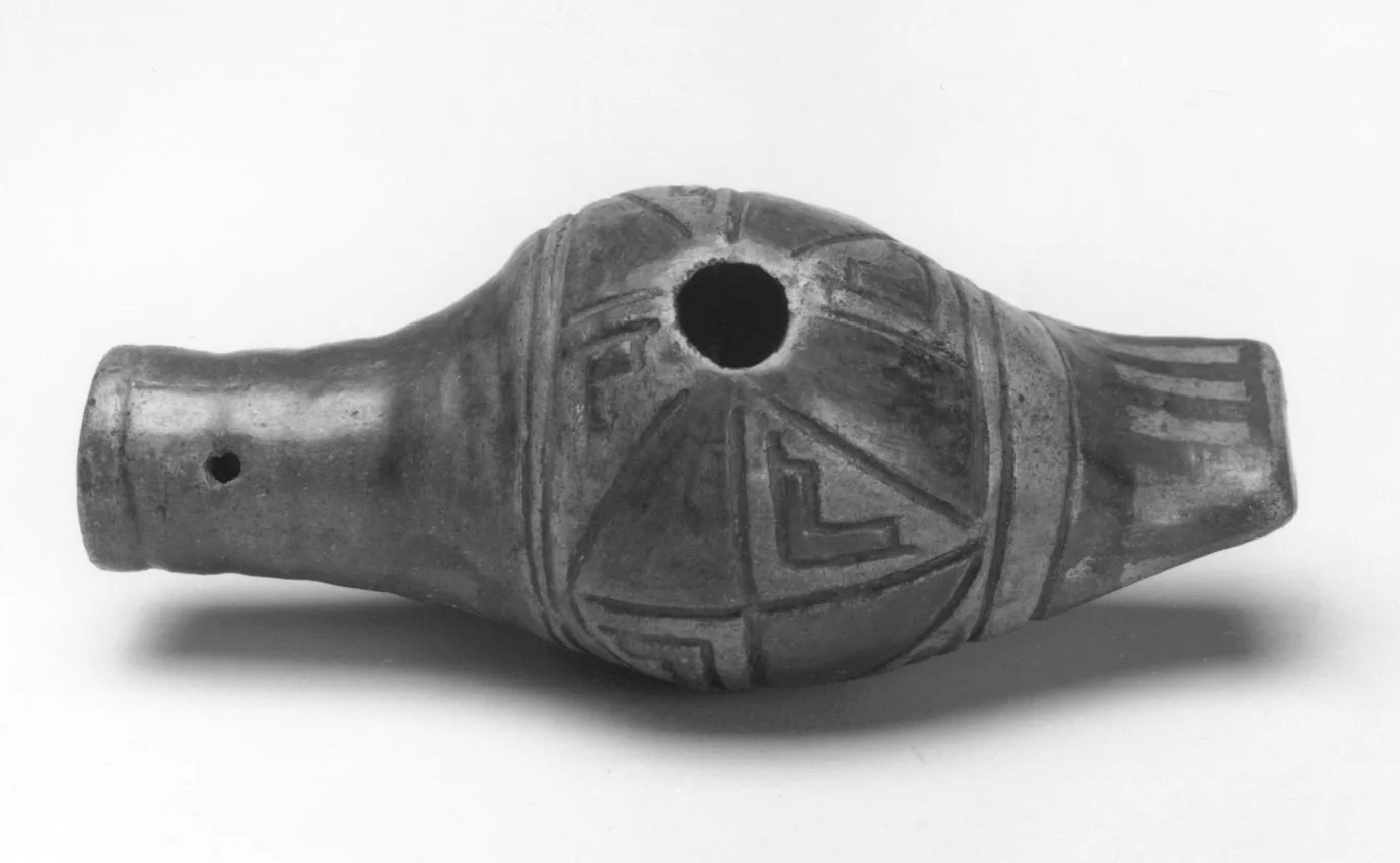 Terracotta ocarina with geometric patterns Terracotta ocarina with geometric patterns