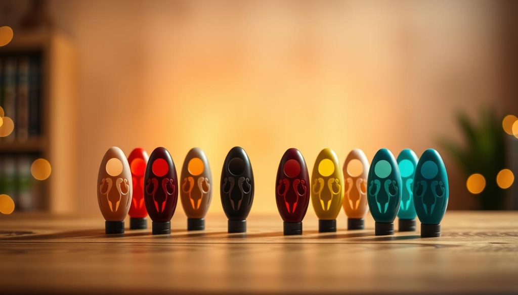 A beautifully arranged display of a multi-chamber ocarina set against a softly lit background, highlighting the various colors and intricate designs of each chamber. In the foreground, the ocarinas are positioned at different angles, showcasing their unique shapes and hand-crafted artistry. The middle ground features a subtle wooden table that emphasizes the craftsmanship, while the background is softly blurred with warm, ambient lighting that creates an inviting and serene atmosphere. The scene captures a sense of depth with a shallow depth of field, enhancing the visual impact of the ocarinas. The overall mood is one of exploration and sophistication, appealing to expert musicians and enthusiasts alike. A beautifully arranged display of a multi-chamber ocarina set against a softly lit background, highlighting the various colors and intricate designs of each chamber. In the foreground, the ocarinas are positioned at different angles, showcasing their unique shapes and hand-crafted artistry. The middle ground features a subtle wooden table that emphasizes the craftsmanship, while the background is softly blurred with warm, ambient lighting that creates an inviting and serene atmosphere. The scene captures a sense of depth with a shallow depth of field, enhancing the visual impact of the ocarinas. The overall mood is one of exploration and sophistication, appealing to expert musicians and enthusiasts alike.